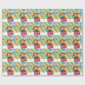 ハッピーニューイヤームース – フェスティバルお祝いデザイン ラッピングペーパー (フラット)