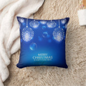 ハッピーニューイヤーメリークリスマスオーナメントブルー クッション (ブランケット)
