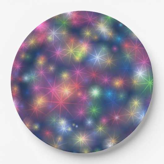 ハッピーニューイヤーメリークリスマスパーティーグリッタースター ペーパープレート (正面)