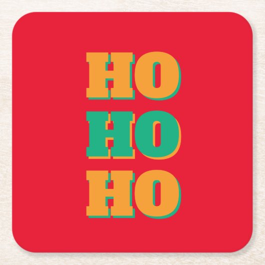 ハッピーニューイヤーメリークリスマスホリデーシーズンHo スクエアペーパーコースター (正面)