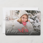ハッピーニューイヤーモダンクラシックタイポグラフィ写真 シーズンカード (正面)