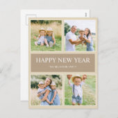 ハッピーニューイヤーモダンシンプル4家族の写真 シーズンポストカード (正面/裏面)