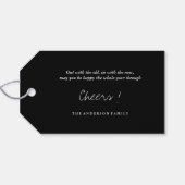 ハッピーニューイヤーモダンスクリプトシック金ゴールドスターバスト ギフトタグ (裏面横)