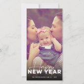 ハッピーニューイヤーモダンタイポグラフィミニマル写真 シーズンカード (正面)