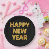ハッピーニューイヤーモダンタイポグラフィ ペーパープレート (パーティー)