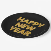 ハッピーニューイヤーモダンタイポグラフィ ペーパープレート (アングル)