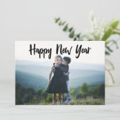 ハッピーニューイヤーモダンブラックタイポグラフィシック写真 シーズンカード (スタンド正面)