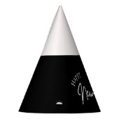 ハッピーニューイヤーモダンミニマルタイポグラフィブラック パーティーハット (左)