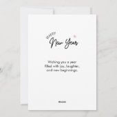 ハッピーニューイヤーモダンミニマルタイポグラフィホワイト シーズンカード (裏面)