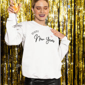 ハッピーニューイヤーモダンミニマルタイポグラフィホワイト スウェットシャツ