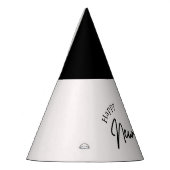 ハッピーニューイヤーモダンミニマルタイポグラフィホワイト パーティーハット (左)