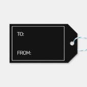 ハッピーニューイヤーモダンミニマル白黒 ギフトタグ (正面(横))