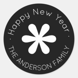 ハッピーニューイヤーモノグラム |黒 ラウンドシール