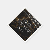 ハッピーニューイヤーライトズ金ゴールドブラック大理石 スタンダードカクテルナプキン (角)