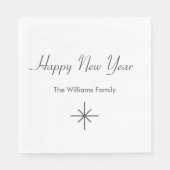 ハッピーニューイヤーレトロスノーフレークパーティー スタンダードランチョンナプキン (正面)