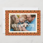 ハッピーニューイヤーレトロミッドセンチュリーのパターン写真 シーズンカード (正面)