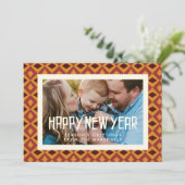 ハッピーニューイヤーレトロミッドセンチュリーのパターン写真 シーズンカード (スタンド正面)