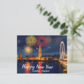 ハッピーニューイヤーロンドンお祝い ポストカード (スタンド正面)