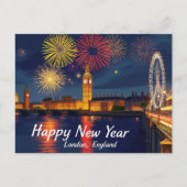 ハッピーニューイヤーロンドンお祝い ポストカード (正面)