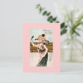 ハッピーニューイヤーヴィンテージポストカードレディーマスカレード シーズンポストカード (スタンド正面)