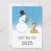 ハッピーニューイヤー中国のスネークルナ〔占星術の〕十二宮図2025 シーズンカード (正面)