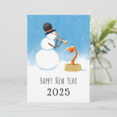 ハッピーニューイヤー中国のスネークルナ〔占星術の〕十二宮図2025 シーズンカード (スタンド正面)