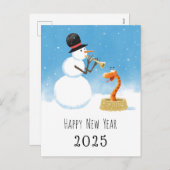 ハッピーニューイヤー中国のスネークルナ〔占星術の〕十二宮図2025 シーズンポストカード (正面/裏面)