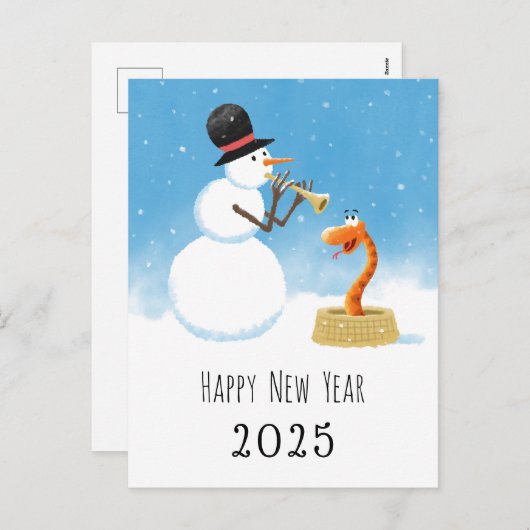 ハッピーニューイヤー中国のスネークルナ〔占星術の〕十二宮図2025 シーズンポストカード (正面/裏面)