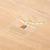 ハッピーニューイヤー企業のビジネスロゴ アクリル招待状 (レイダウン)