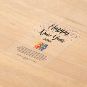 ハッピーニューイヤー企業のビジネスロゴ アクリル招待状 (レイダウン)