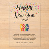 ハッピーニューイヤー企業のビジネスロゴ アクリル招待状 (正面)