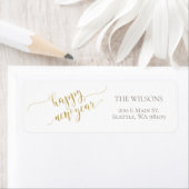 ハッピーニューイヤー住所 シール – ホワイト&金ゴールド (インサイチュ)