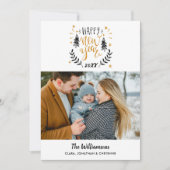 ハッピーニューイヤー写真おもしろいフェスティバルハンドドロー シーズンカード (正面)