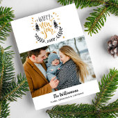 ハッピーニューイヤー写真おもしろいフェスティバルハンドドロー シーズンカード