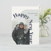 ハッピーニューイヤー写真アーチネイビーミント シーズンカード (スタンド正面)