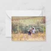 ハッピーニューイヤー写真タイポグラフィホリデーカード ノートカード (正面)