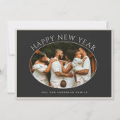 ハッピーニューイヤー写真ブラックタウペカメオホリデーCa シーズンカード (正面)