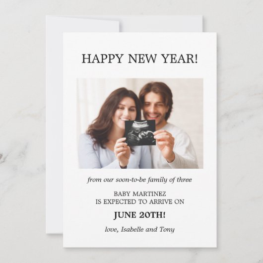 ハッピーニューイヤー写真妊娠 案内状 (正面)