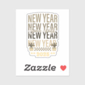 ハッピーニューイヤー同信心金ゴールドブラックカラー シール (シート)