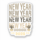 ハッピーニューイヤー同信心金ゴールドブラックカラー シール (正面)