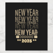 ハッピーニューイヤー同信心金ゴールドブラックカラー ワインラベル (シングルラベル)