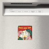 ハッピーニューイヤー子猫ヴィンテージ磁石 マグネット (インサイチュ (食洗機))