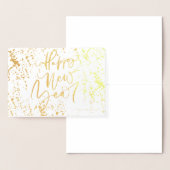 ハッピーニューイヤー実在インフォイル手書き文字 箔カード (ディスプレー)