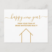 ハッピーニューイヤー実在不動産会社の金ゴールド企業の ポストカード (正面)