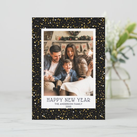 ハッピーニューイヤー家族の休日のフォトカード (スタンド正面)