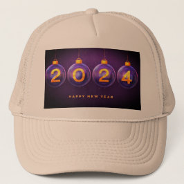 ハッピーニューイヤー希望2024球体画像Khki-Cap キャップ