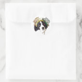 ハッピーニューイヤー帽子をかぶった犬 ラウンドシール (バッグ)