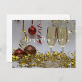 ハッピーニューイヤー引用文とホワイト文字 シーズンポストカード (正面/裏面)