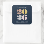 ハッピーニューイヤー応援ブルーステッカー スクエアシール (バッグ)