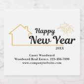 ハッピーニューイヤー応援 | 実在不動産 スパークリングワインラベル (シングルラベル)